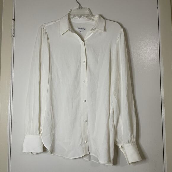EQUIPMENT IVORY BUTTON DOWN LONG SLEEVE COLLAR BLOUSE SIZE MEDIUM - Picture 1 of 6